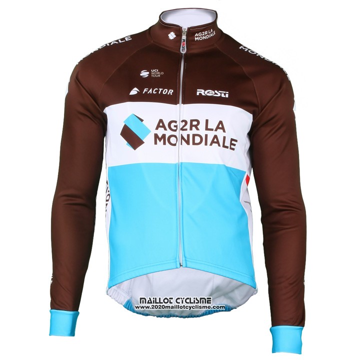 2018 Maillot Ciclismo Ag2r La Mondiale Marron Manches Longues et Cuissard